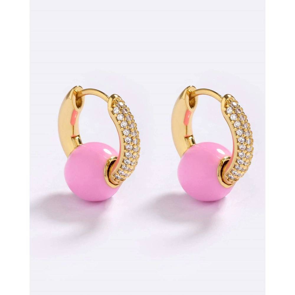 NEW EMMA PILLS women's afterglow mini hoops in pink